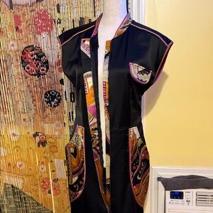 bebe Black and Multicolor Midi Dress Vintage and Satan Material